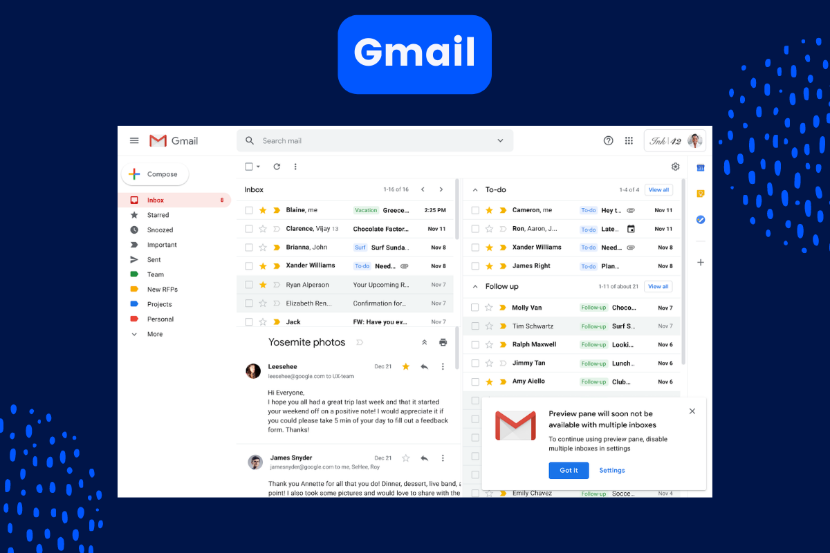 Email Service Interface Comparison