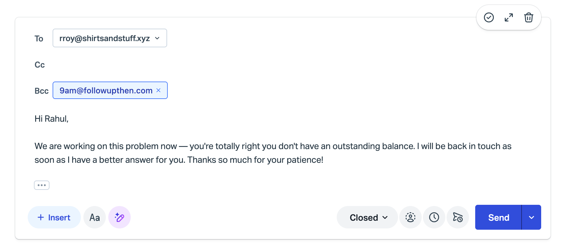FollowUpThen reminder setup interface