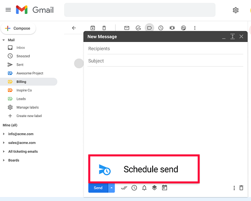 Gmail's schedule send and snooze features