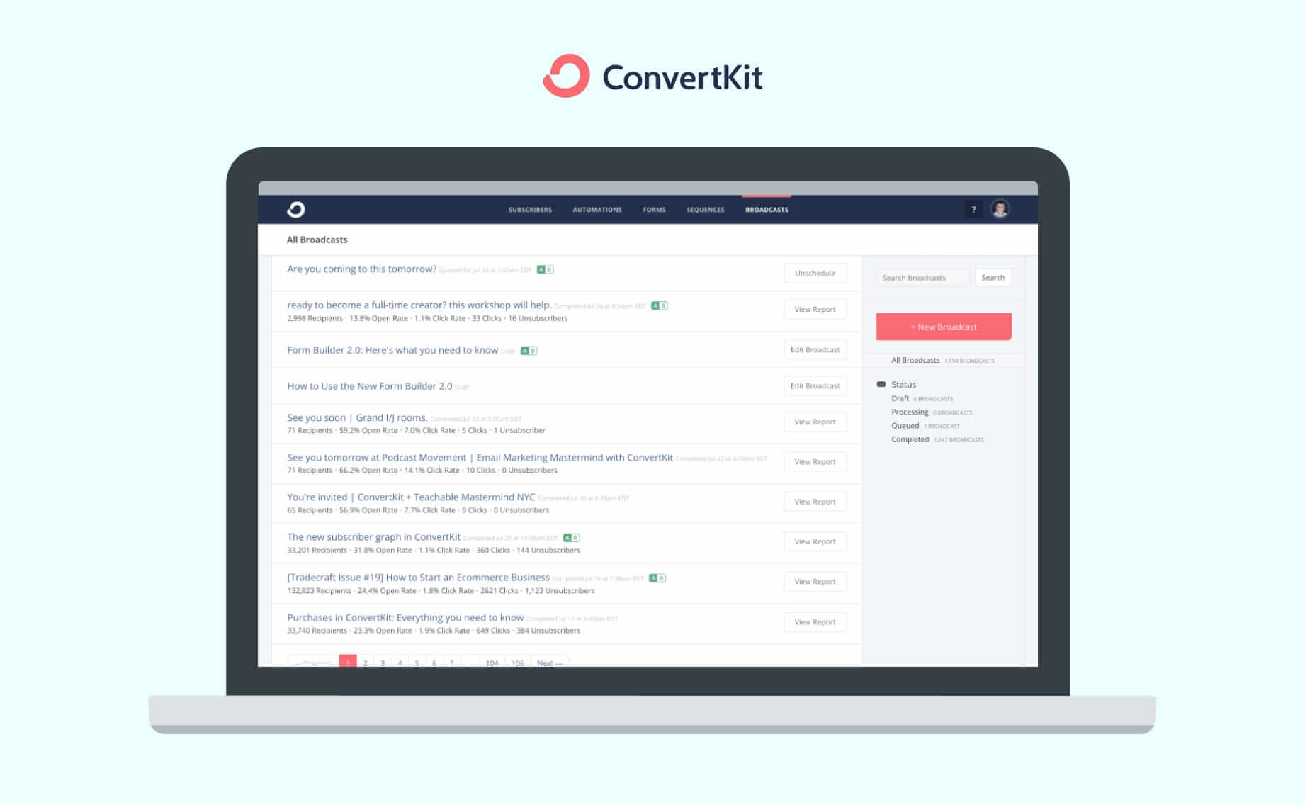 ConvertKitメールマーケティングダッシュボード