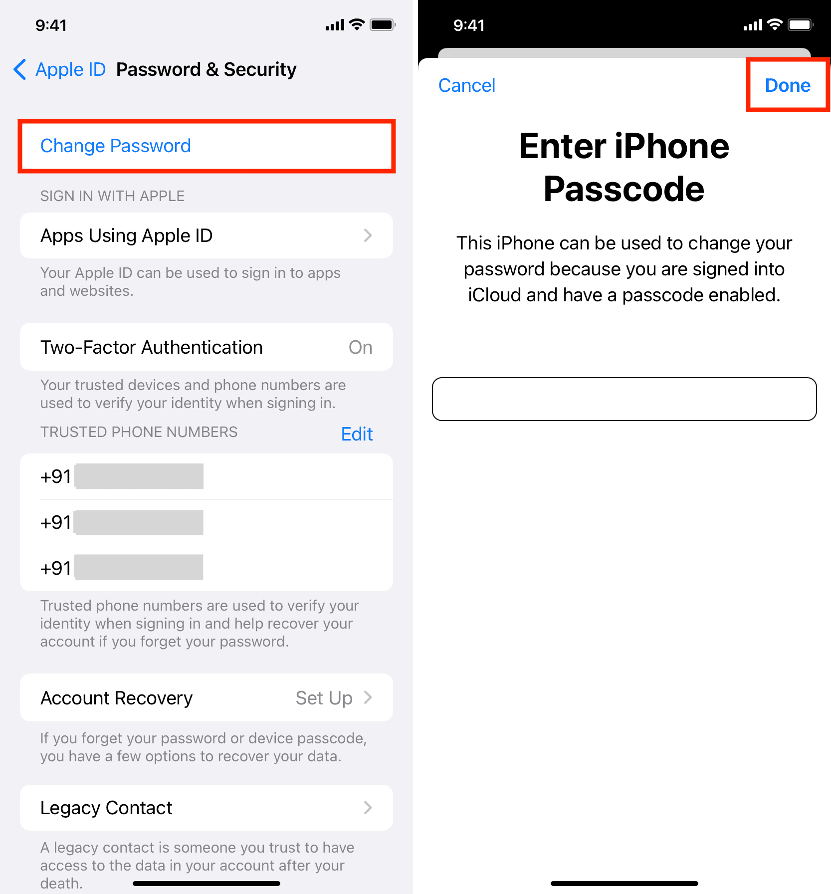 Options de récupération iCloud