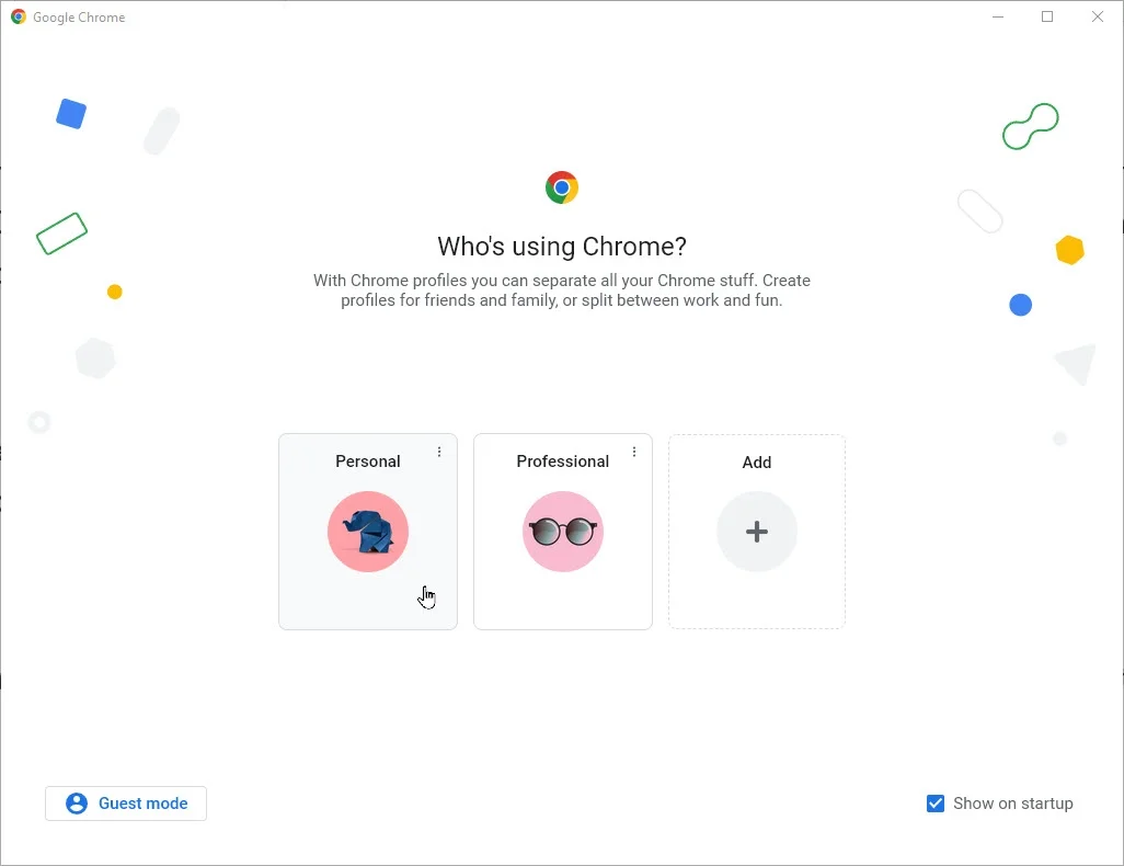 Distinct Chrome profiles for different accounts