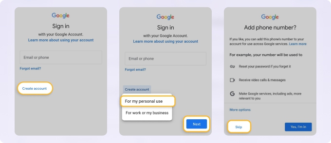 Option Ignorer Inscription Gmail