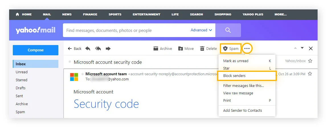 Bouton de désabonnement intégré de Yahoo Mail