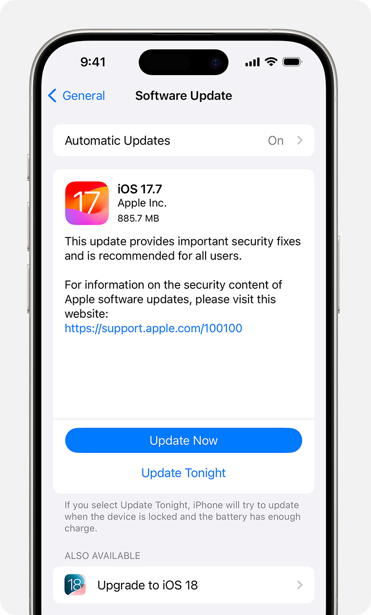 iOSアップデート画面のスクリーンショット