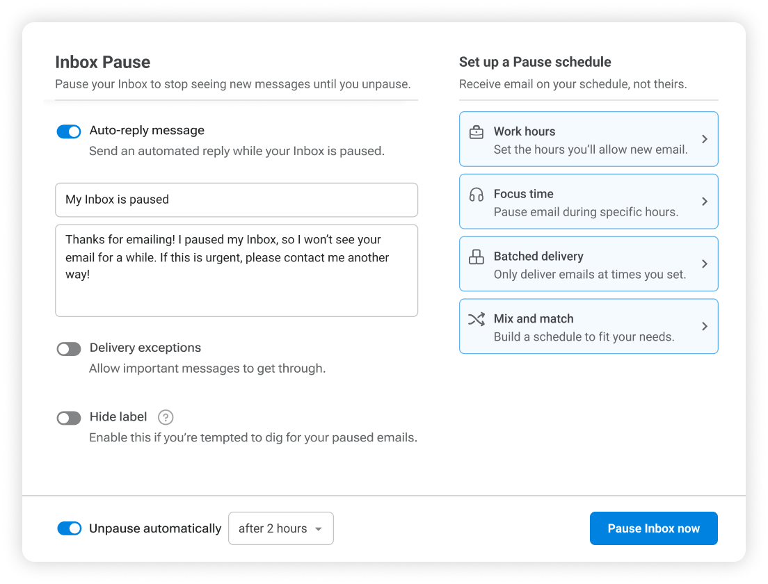 Boomerang's clean and simple interface showing email tracking and scheduling features