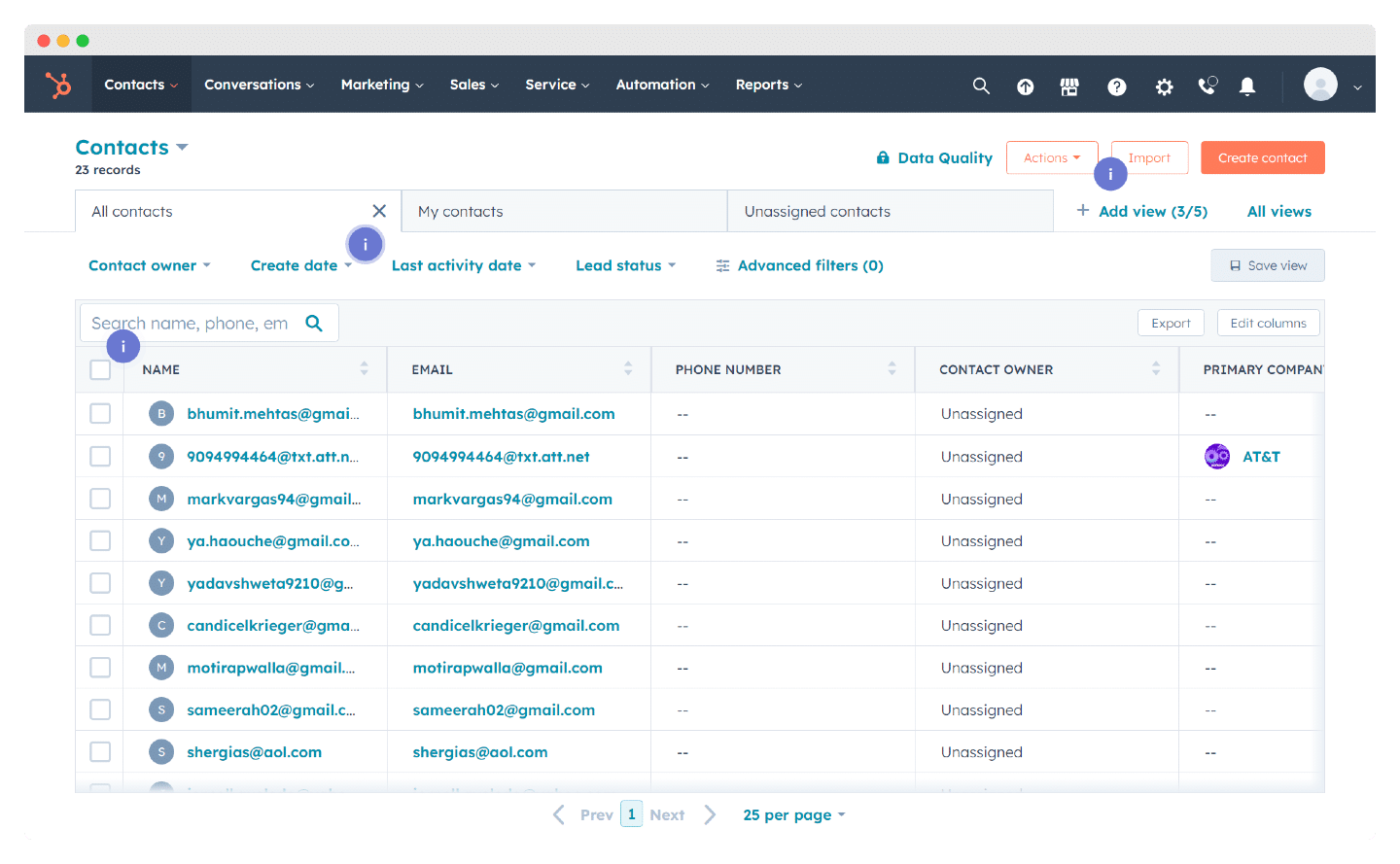 HubSpot Sales Hub interface showcasing email tracking and CRM integration features